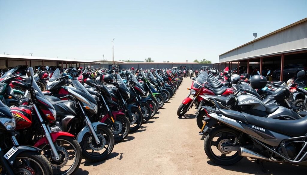 Collection of Japanese motorcycles at wreckers in Munno Para West