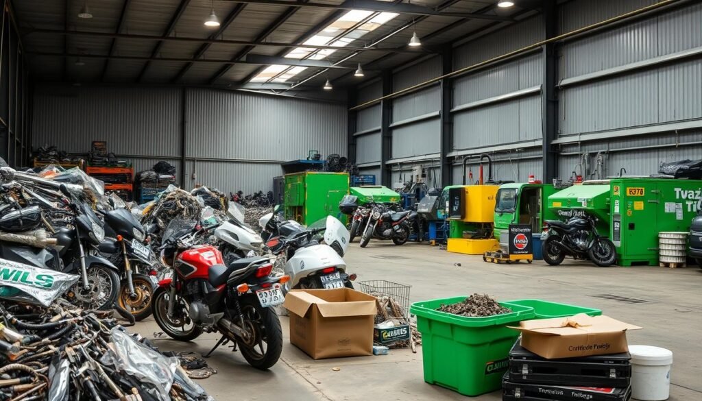 Eco-friendly motorcycle recycling process at Craigmore facility