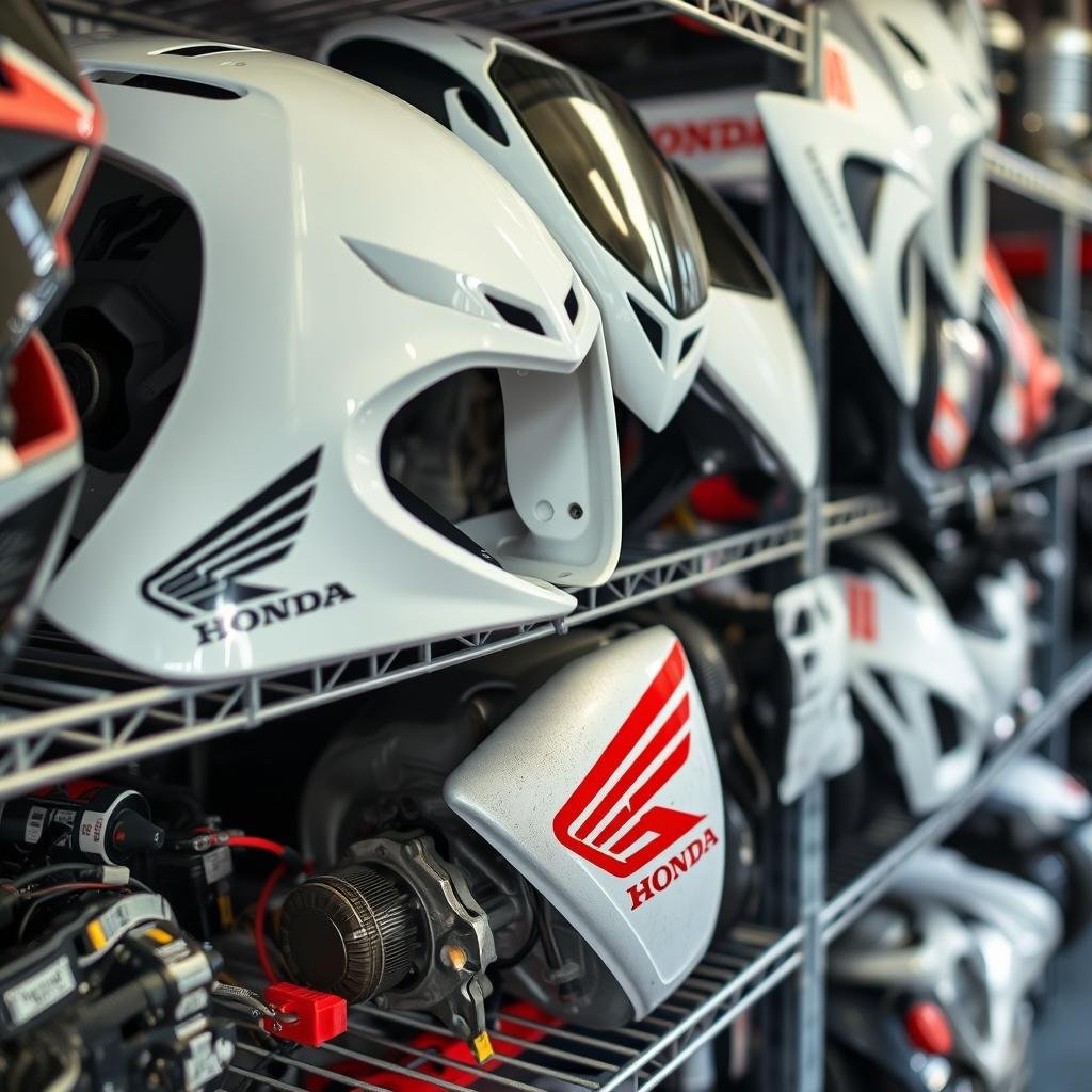 Honda motorcycle parts display at Somerton Park wrecker Honda motorcycle parts display at Somerton Park wrecker