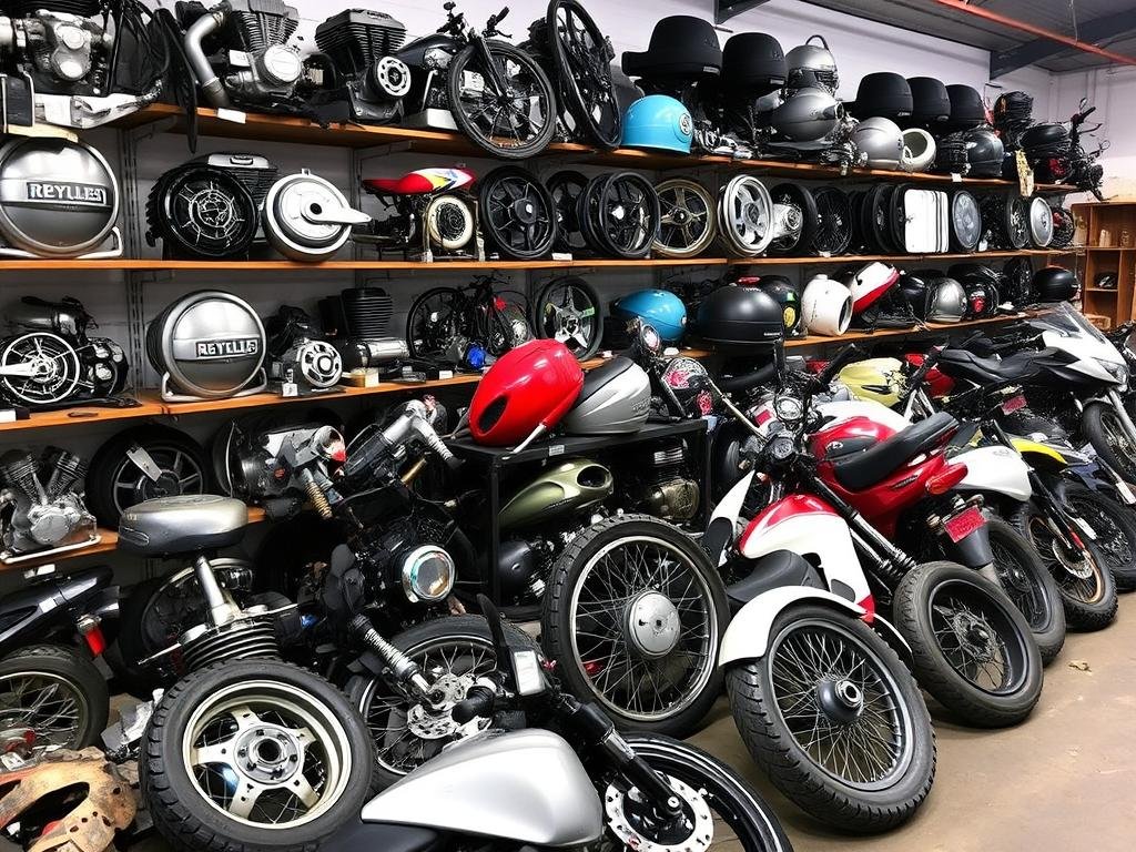 Salvaged motorcycle parts from Motorcycle Wrecker Craigmore